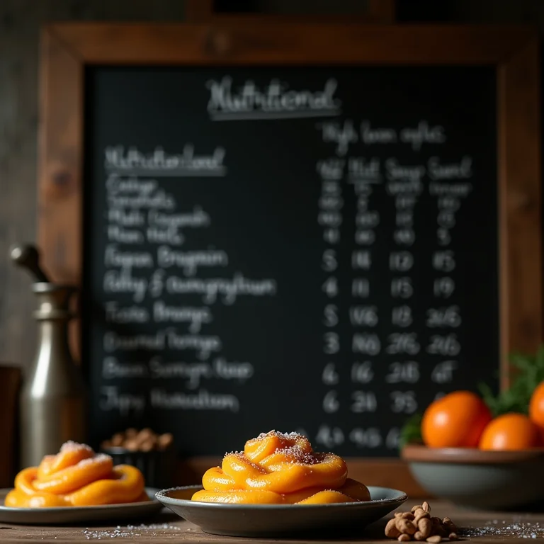 Tabela nutricional do pudim de laranja.