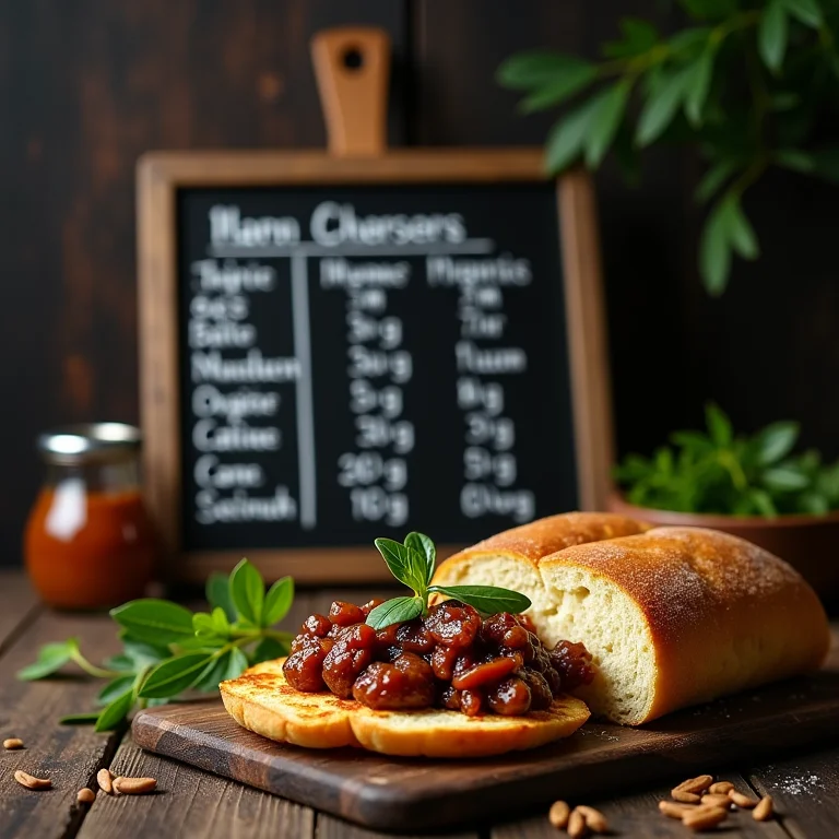 Tabela nutricional simplificada do pão de queijo recheado com carne seca.