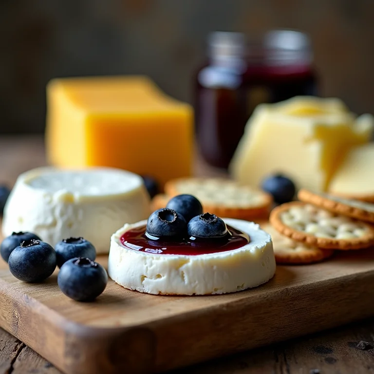 Tábua de queijos com geleia de mirtilo