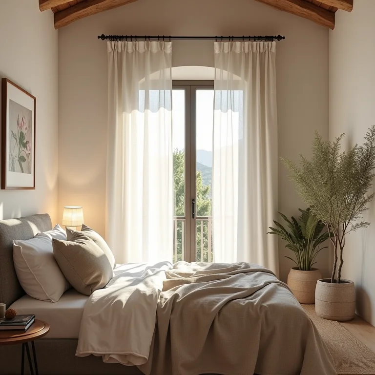 Tecidos naturais na decoração de quarto de hóspedes