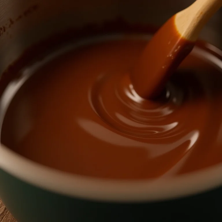 Textura cremosa do doce de leite com chocolate.