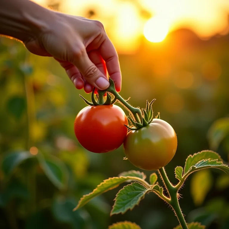 Tomateiro sendo podado, mostrando o aumento na produção de frutos após a poda.