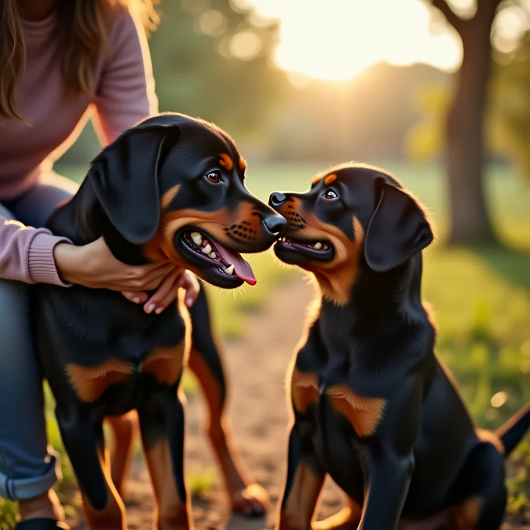 Treinando Rottweiler filhote com carinho