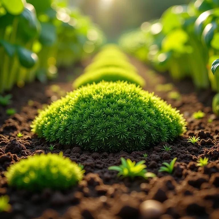 Turfa sendo usada como cobertura morta para proteger o solo.