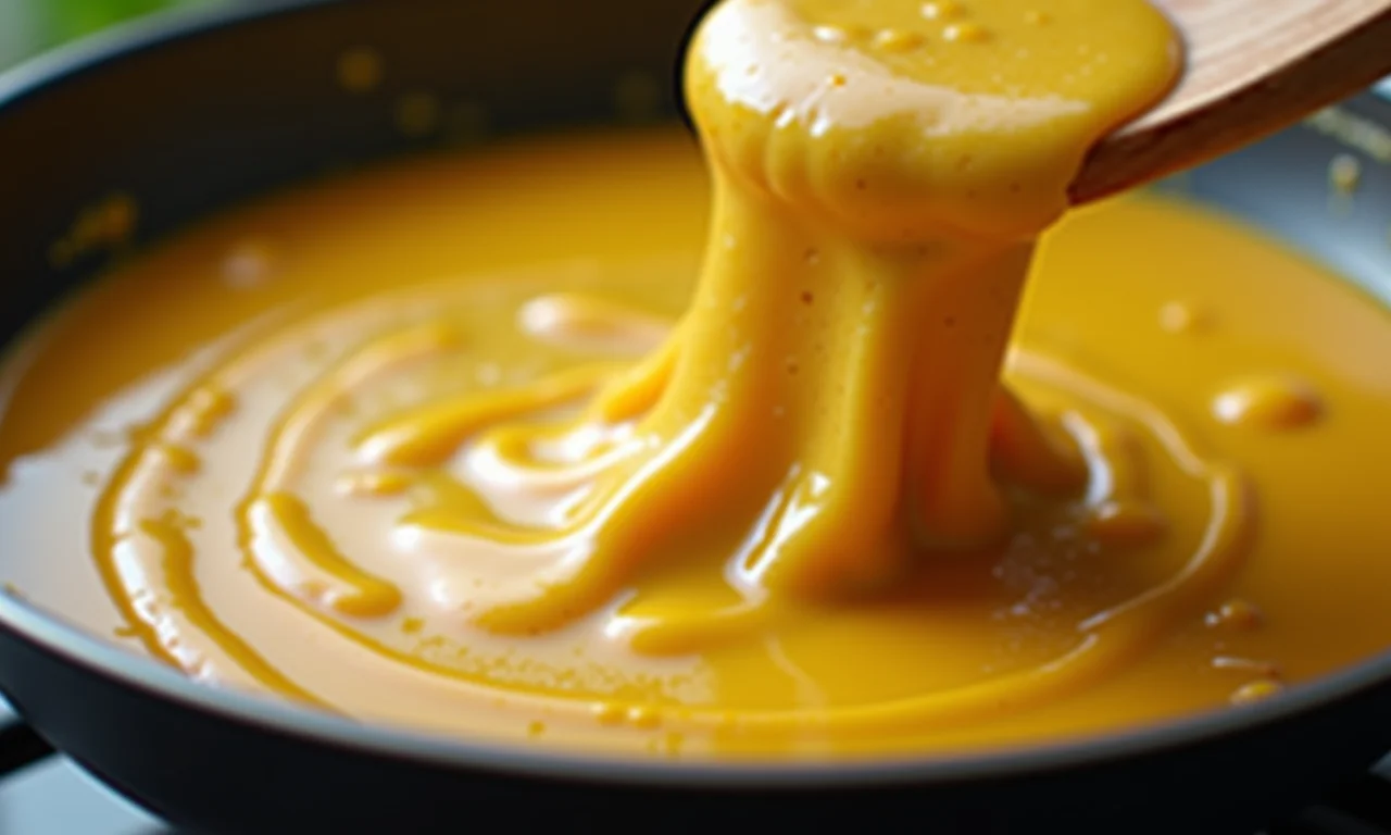 Tutu de feijão sendo mexido em uma panela, mostrando a textura cremosa.