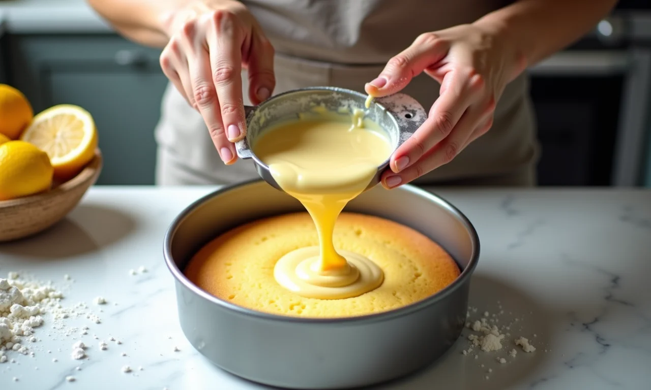 Untando e enfarinhando forma de bolo.