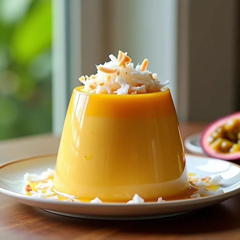 Variação do pudim de maracujá com coco ralado