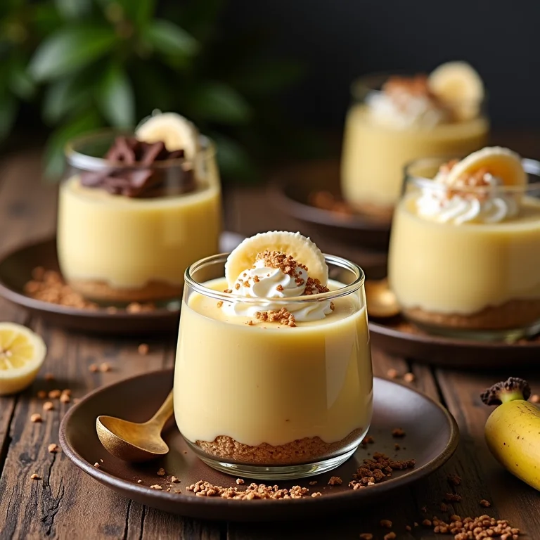 Variações de pudim de banana: chocolate e coco.