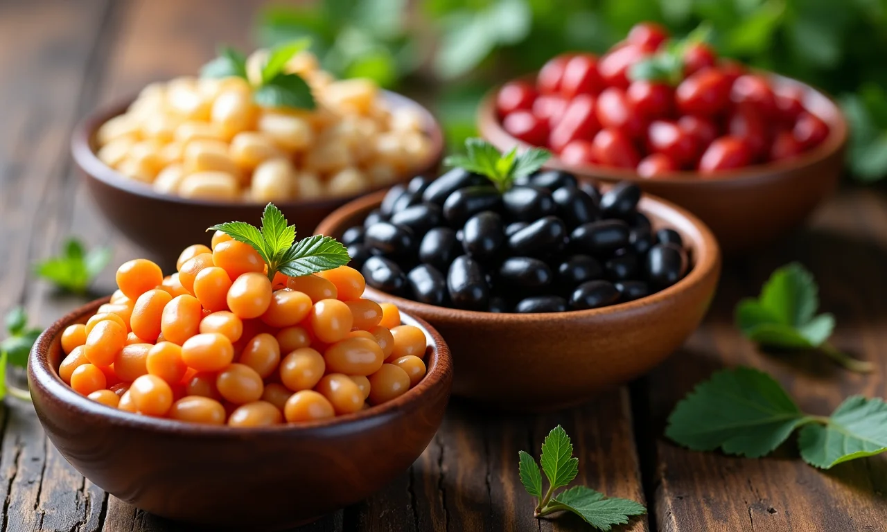 Variedade de feijões: carioca, preto e vermelho.