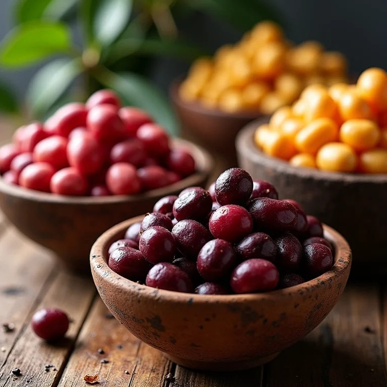 Variedade de tipos de feijão.