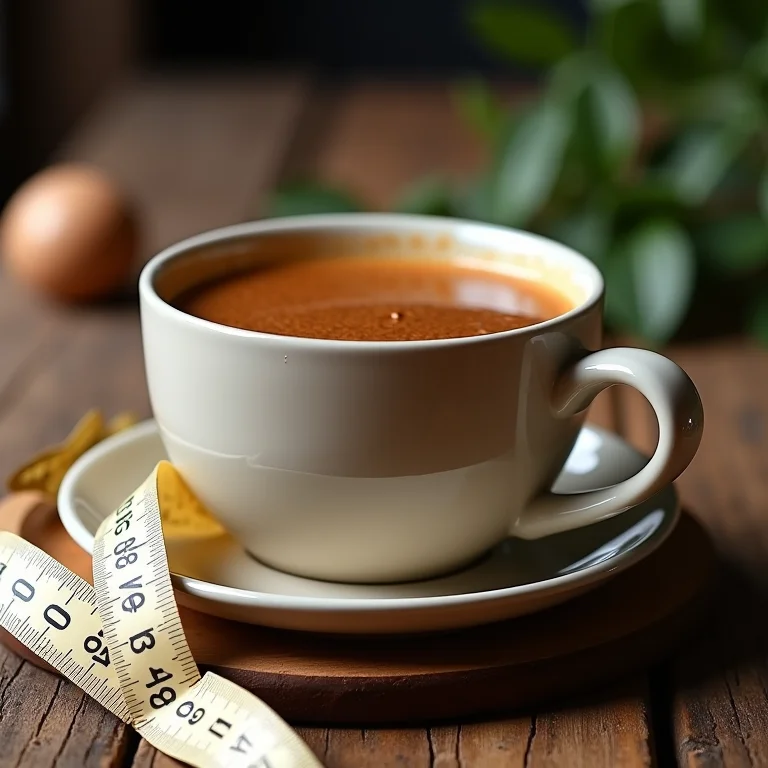 Xícara de chá chai com fita métrica próxima.