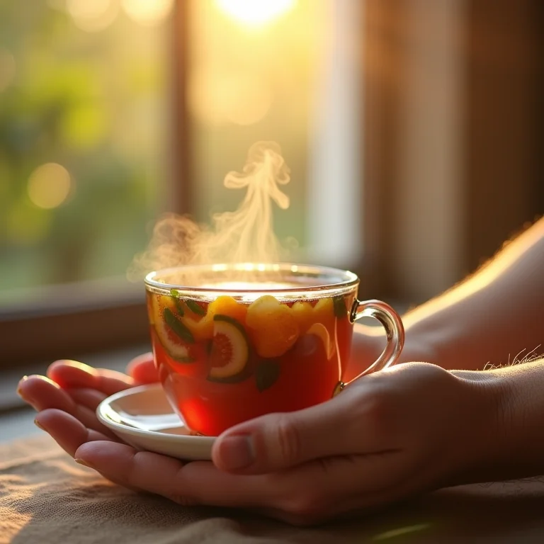 Xícara de chá de maracujá e camomila para alívio do estresse