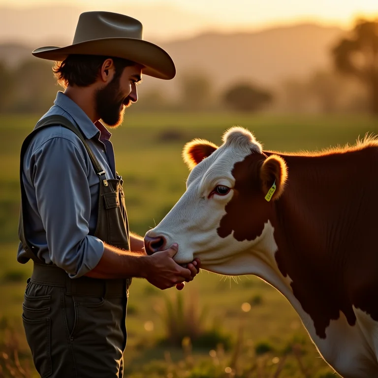 Acalmando a vaca antes da ordenha manual.