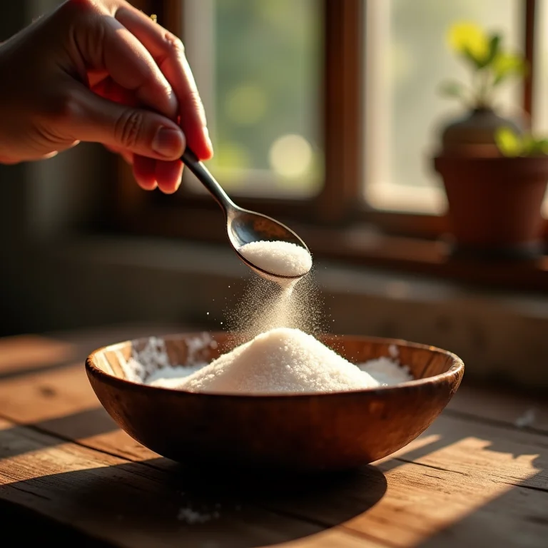Açúcar de coco sendo medido para o bolo.