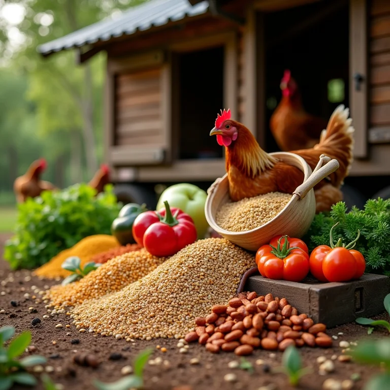 Alimentação ideal para galinhas em galinheiro móvel