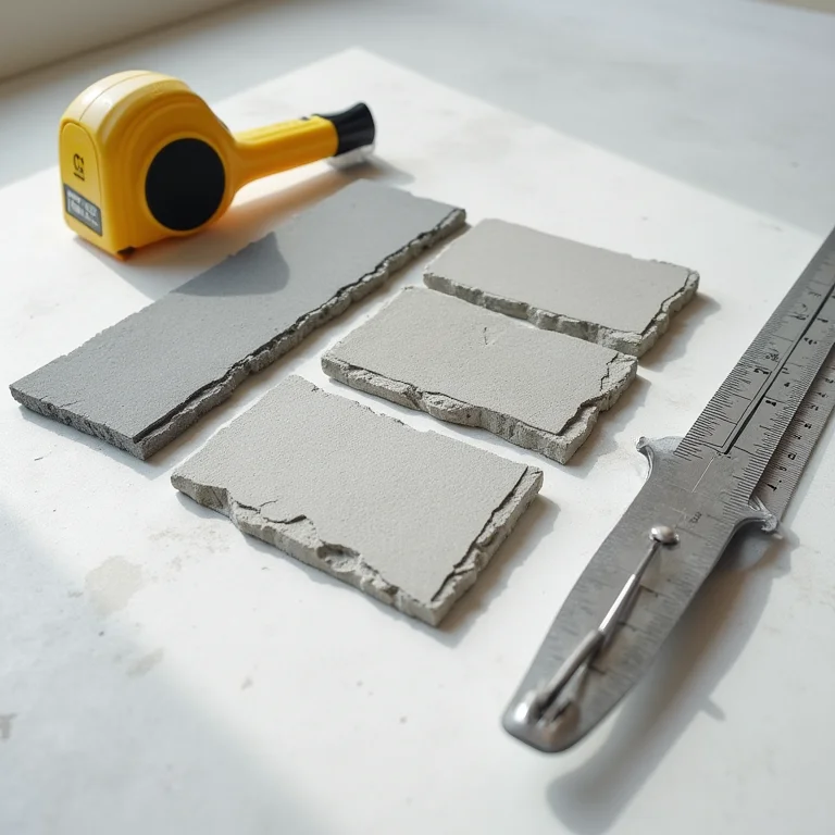 Amostras de cimento queimado com ferramentas de aplicação