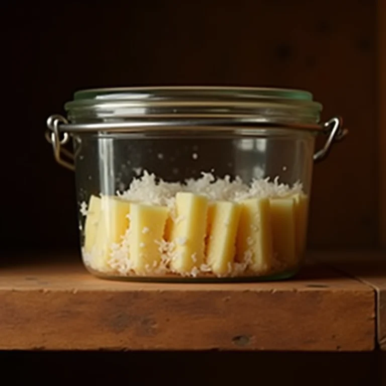 Armazenando bolo de mandioca com coco