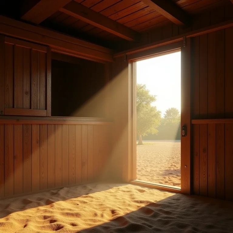 Baia de cavalo com ventilação e iluminação adequadas