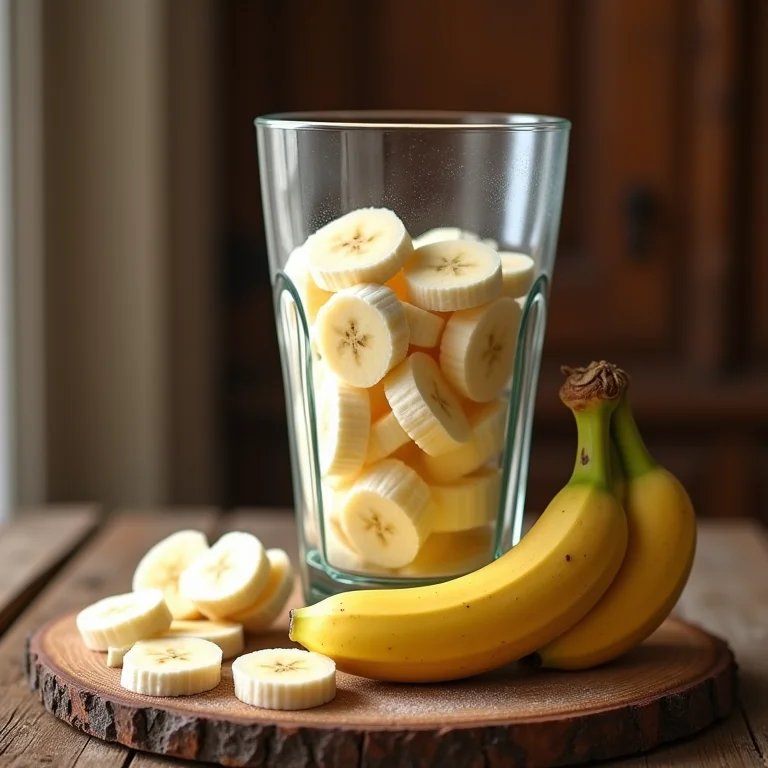 Bananas congeladas sendo usadas na torta.