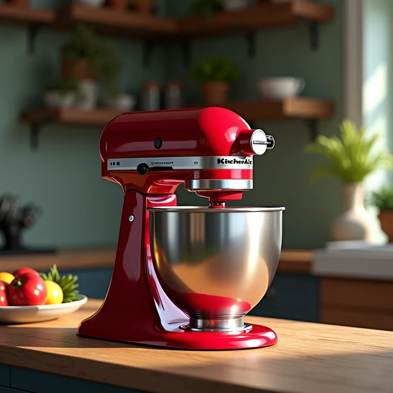 Batedeira Planetária KitchenAid em uma cozinha rústica