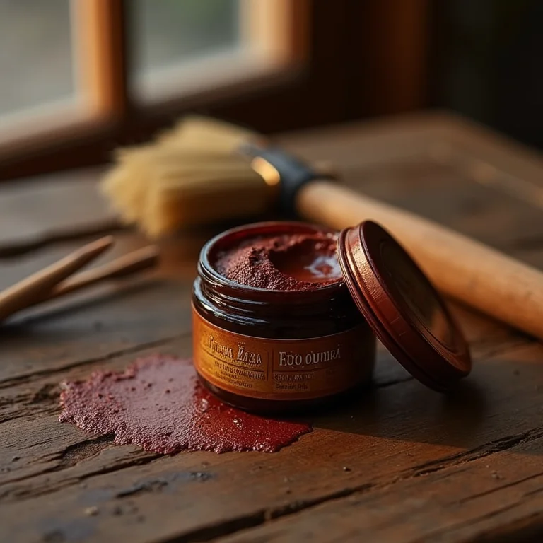 Betume da Judeia e acessórios para tingir madeira.