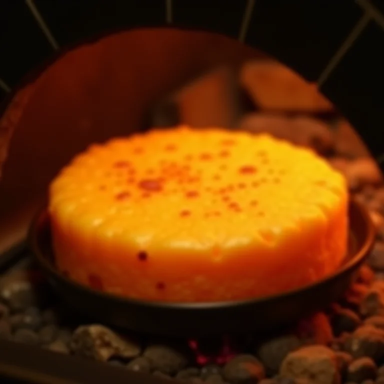 Bolo de mandioca fofinho assando no forno a lenha