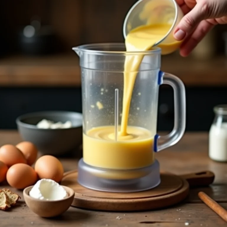 Bolo de mandioca sendo preparado no liquidificador