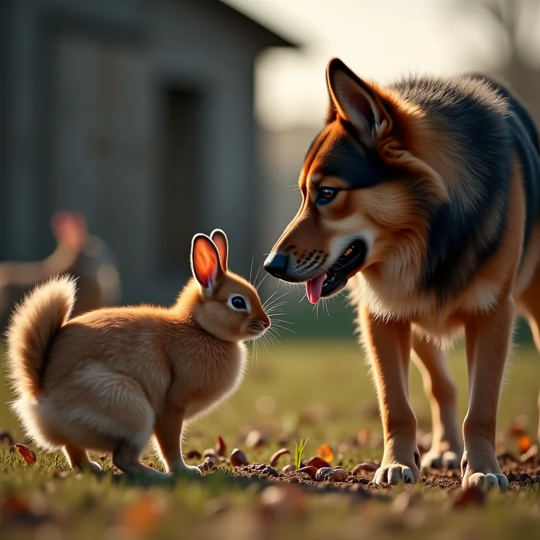 Cachorro protegendo galinhas de predadores