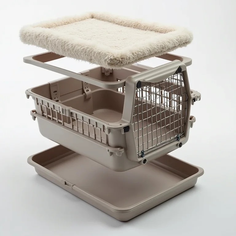 Caixa de transporte para animais desmontada
