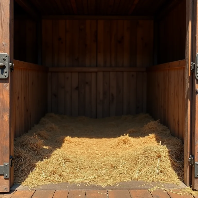 Cama de palha para baia de cavalo