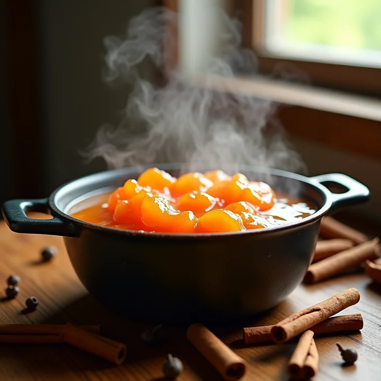 Canela em pau e cravo dando um toque especial ao doce de mamão.