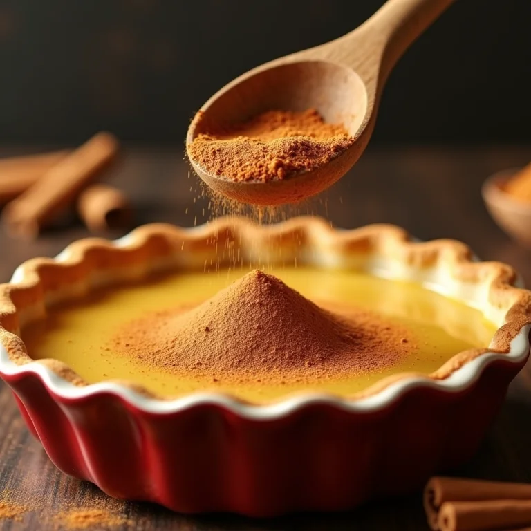 Canela polvilhada na torta de banana