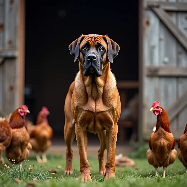 Cão rústico da raça Fila Brasileiro protegendo uma casa de fazenda
