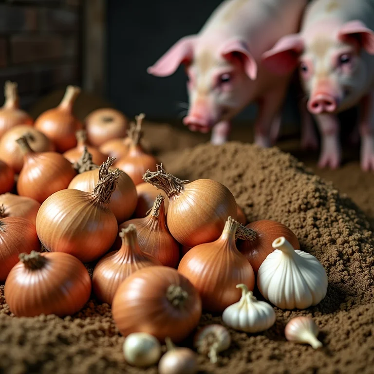 Cebola e alho em grandes quantidades são prejudiciais para porcos.