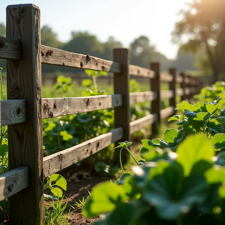 Cerca de madeira protegendo horta de coelhos