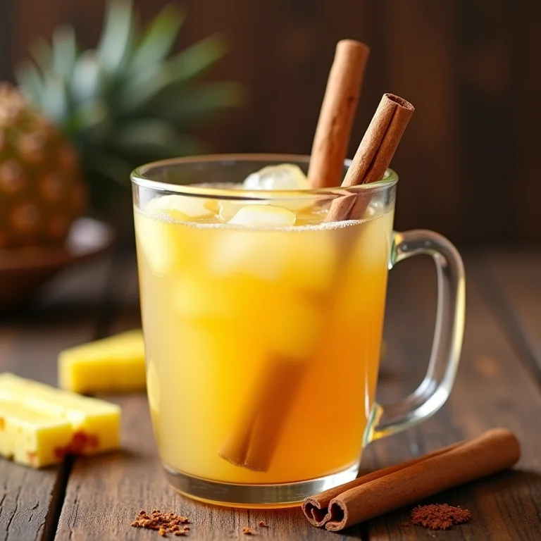 Chá de abacaxi com coco e canela.