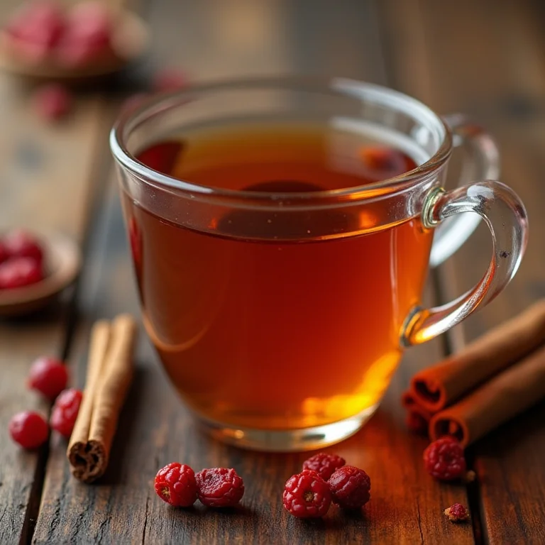 Chá de amora com canela e ingredientes