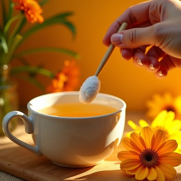Chá de calêndula sendo aplicado em pele com acne