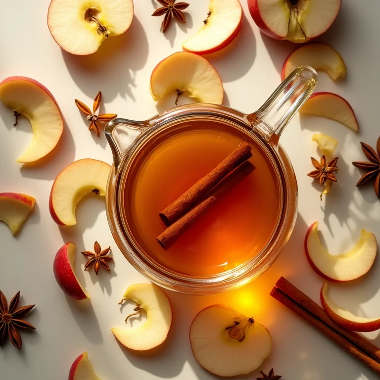 Chá de casca de maçã com especiarias e cascas de maçã