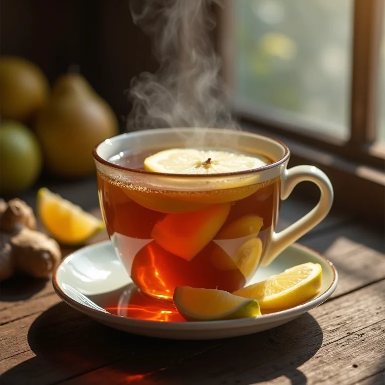 Chá de casca de maçã com gengibre e limão para imunidade