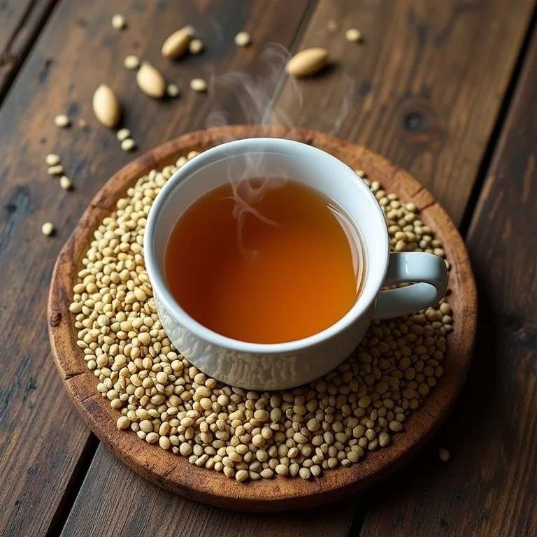 Chá de erva doce com sementes em estilo flat lay editorial