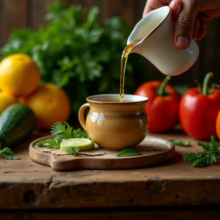 Chá de erva-doce sendo servido após uma refeição saudável.