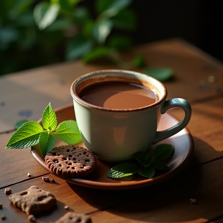 Chá de menta com biscoitos digestivos