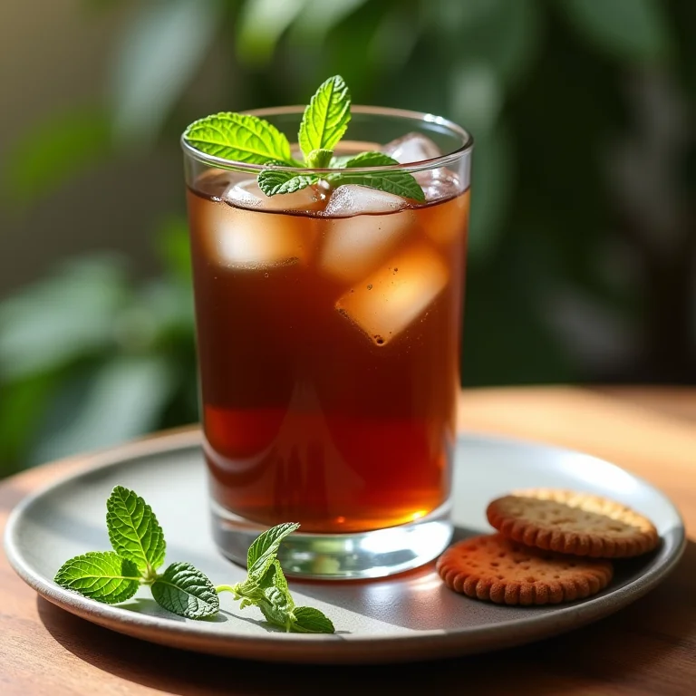 Chá de menta com chocolate gelado para digestão.