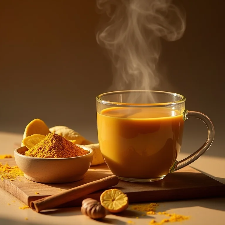 Chá de noz moscada com leite dourado e especiarias