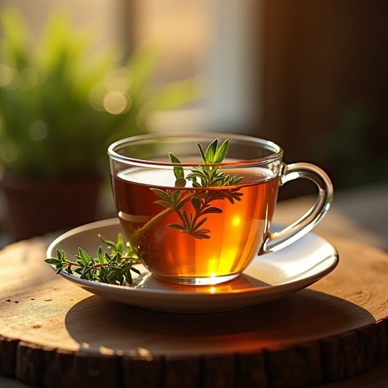 Chá de orégano servido após uma refeição para auxiliar na digestão