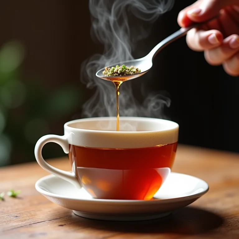 Chá de verbena sendo servido para relaxar os músculos.