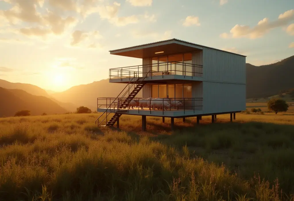 Chiqueiro suspenso inovador em fazenda brasileira