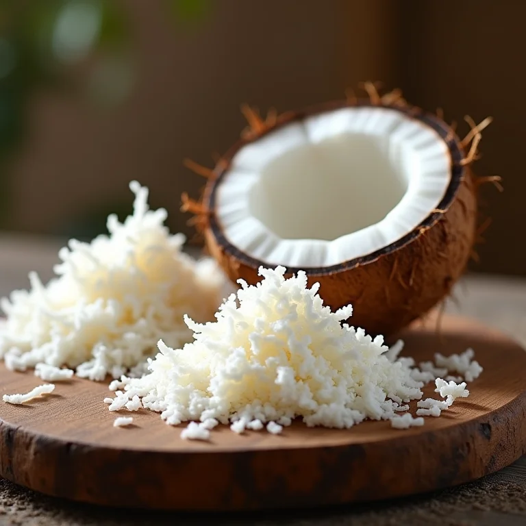Close de coco ralado e meio coco