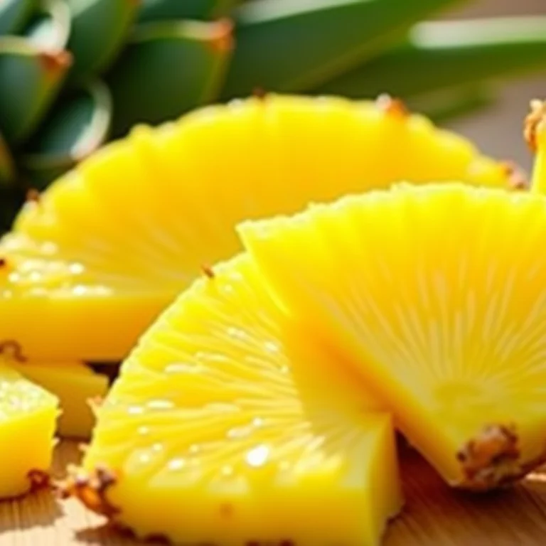 Close de fatias de abacaxi fresco
